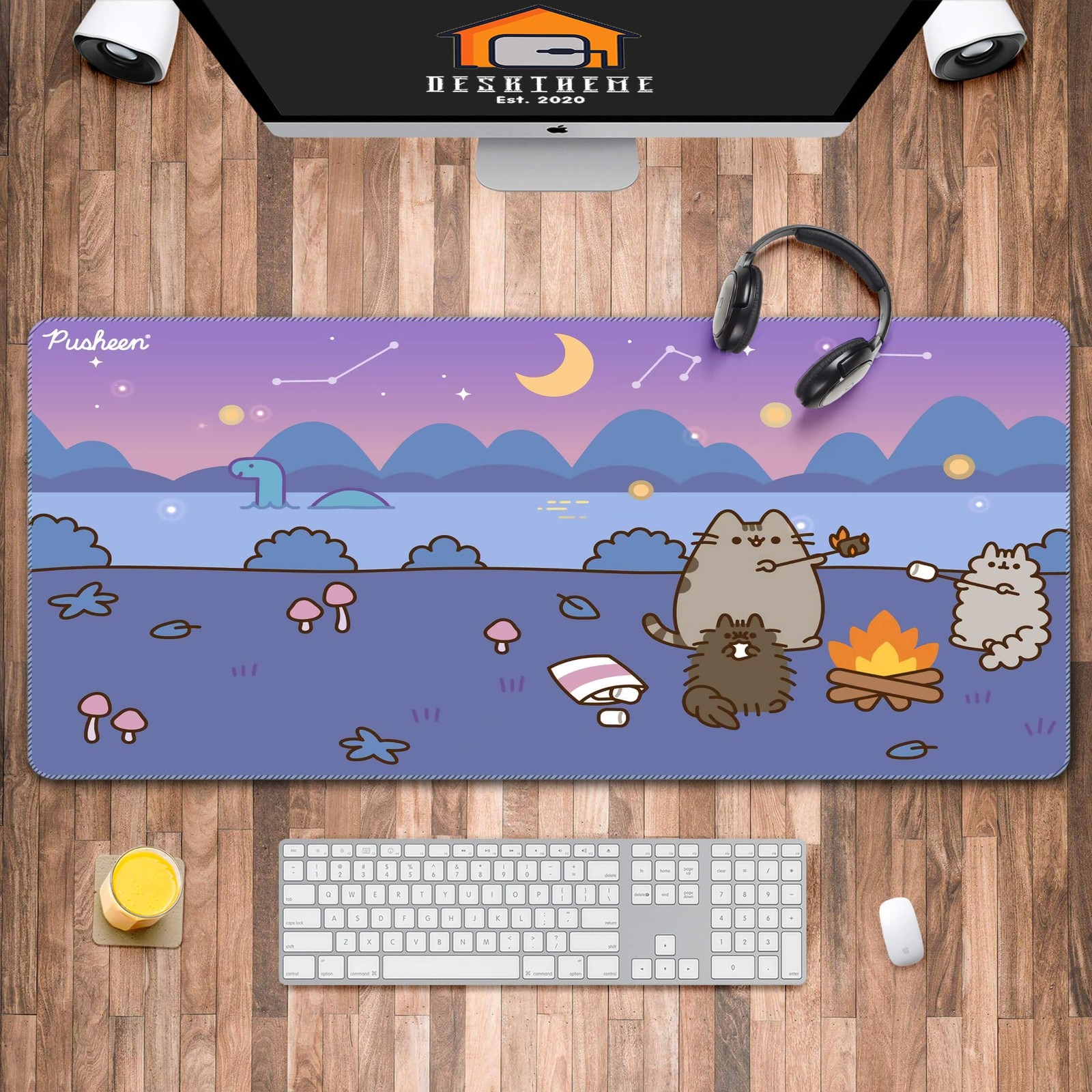 Cute Kitty Desk Mat, Kawaii Cat Mouse Pad XXL, Pusheen Cat Desktop Accessory,...