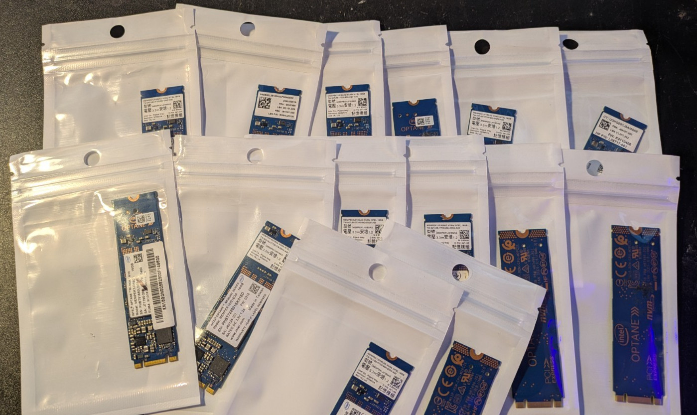 Lot of 14x Intel Optane Memory 16GB M.2 2280 NVMe SSDs - Intel 3D XPoint