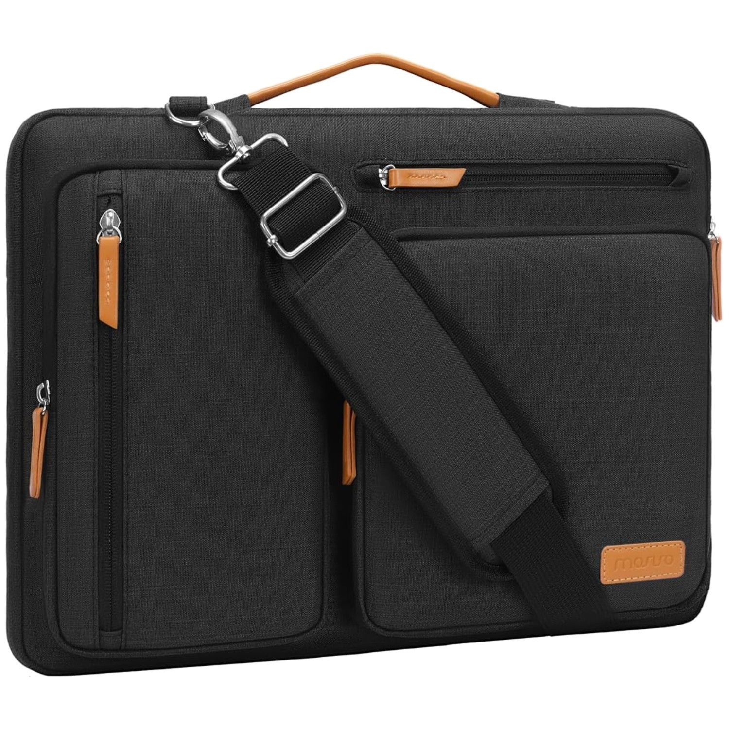 Laptop Shoulder Bag 17-17.3 inch, 4 Zipper Pockets, Black