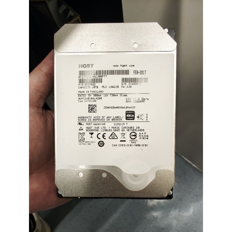 HGST 10TB 7.2K RPM SAS 12Gbps 3.5" Enterprise HDD HUH721010AL4200 0F27402 4Kn