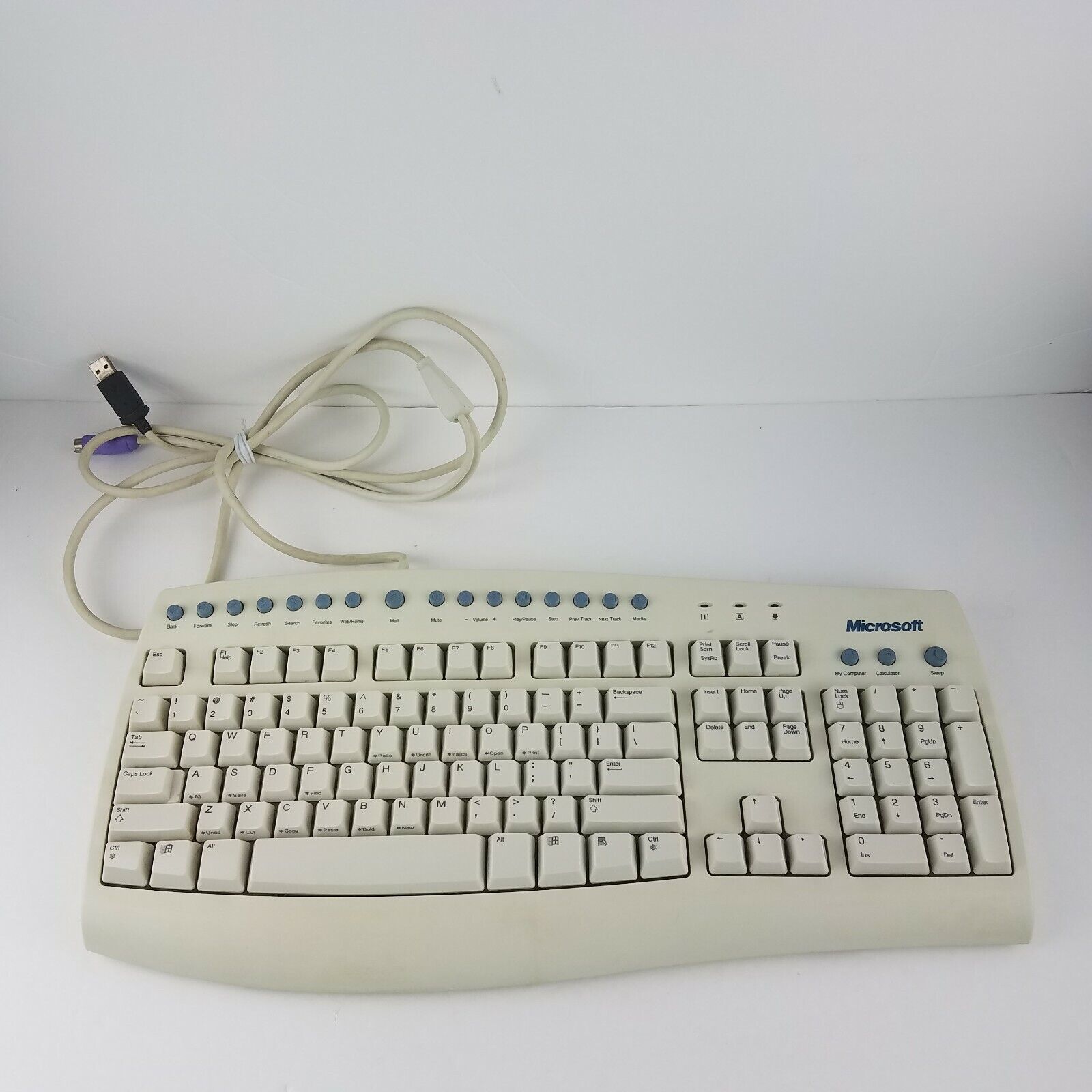 Microsoft Internet Keyboard Pro X05-62767 RT9420 V:5FTW With USB Cable Clicky 