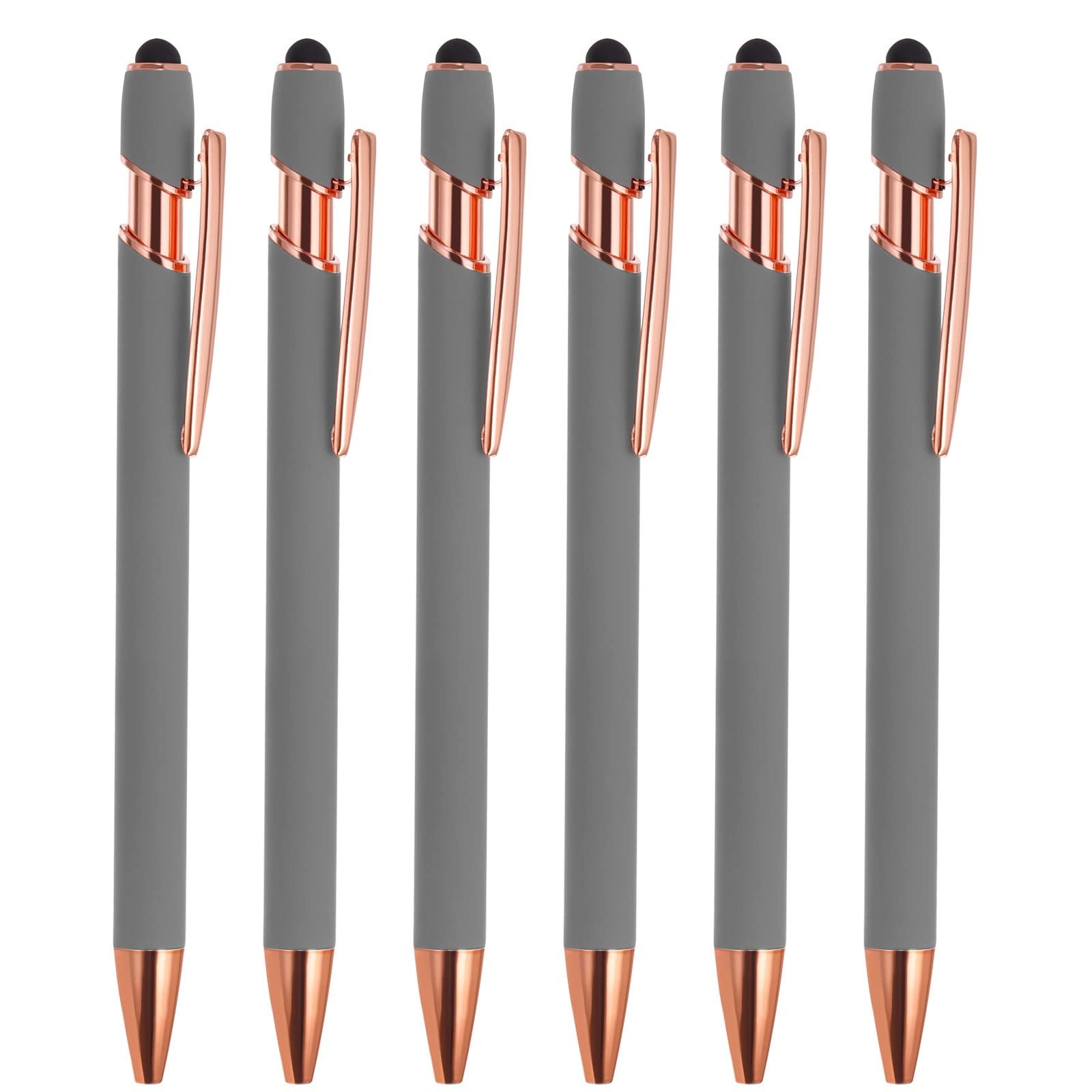 PATIKIL Ballpoint Pen with Stylus Tip, 6 Pack 2 in 1 Count (Pack of 6), Gray 