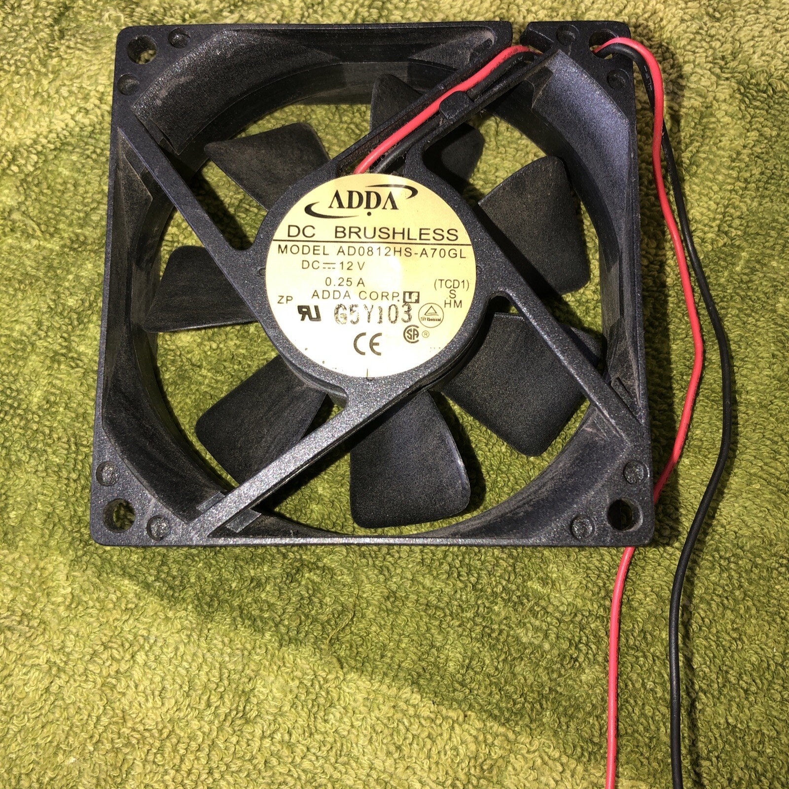 Adda CPU CASE PC 80mm x 80 mm x 25mm FAN 12V DC w/2-pin connector AD0812HS-A70GL