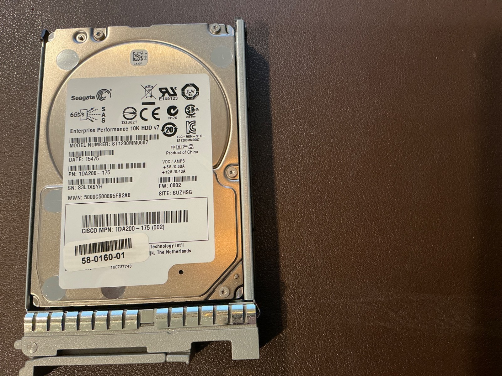 Cisco UCS-HD12T10KS2-E 1.2TB 10K 6Gb SAS 2.5in HDD Caddy ST1200MM0007