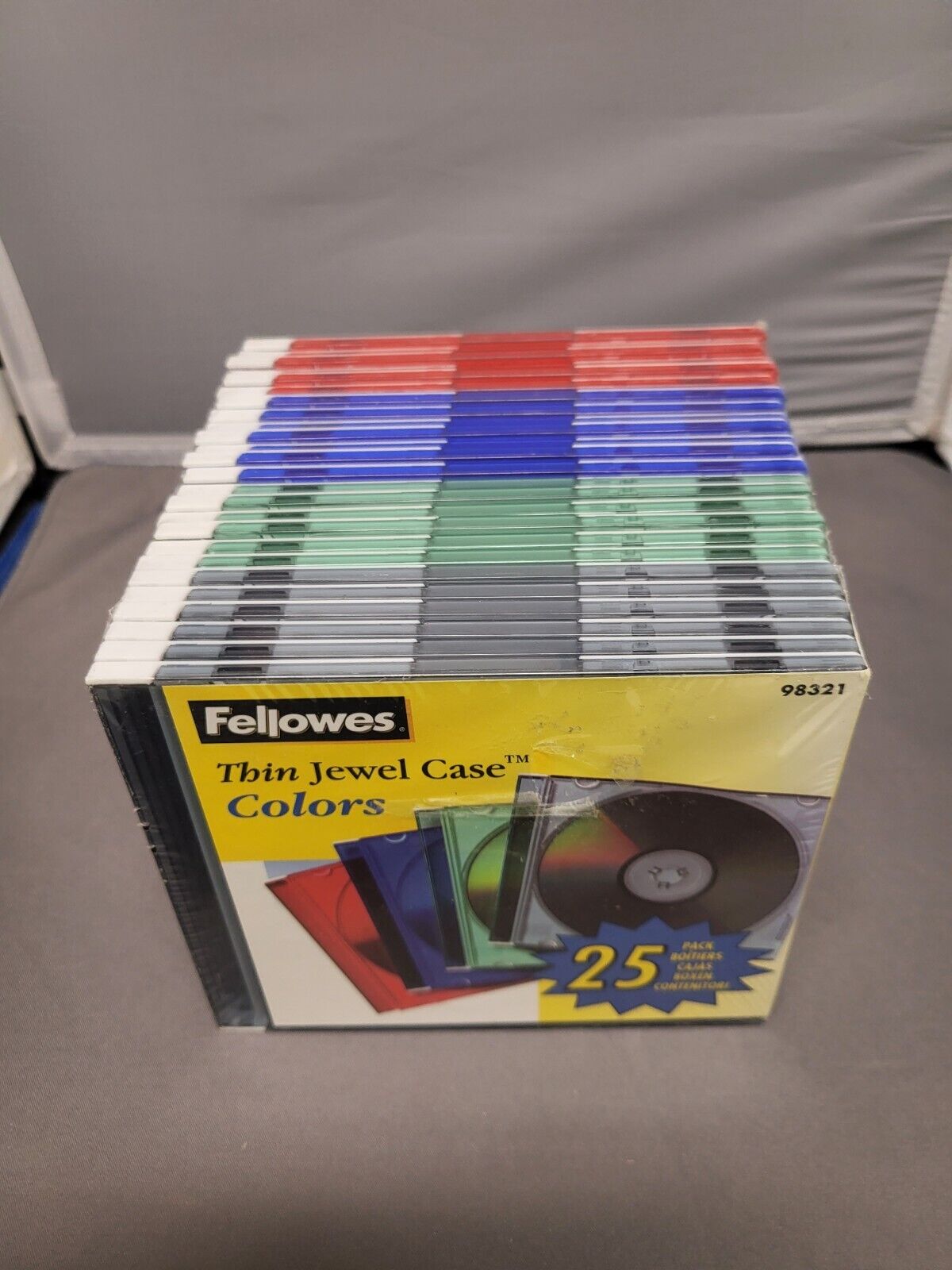 Fellowes Thin Jewel Case Assorted Colors - 25 Pack