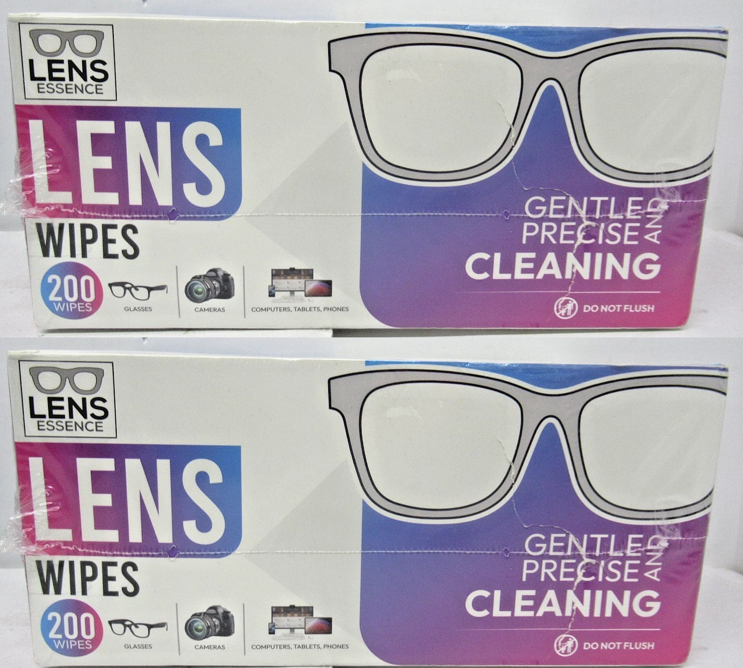 2x Lens Essence Lens Wipes, 200ct each, For Cameras, Glasses and Electronics