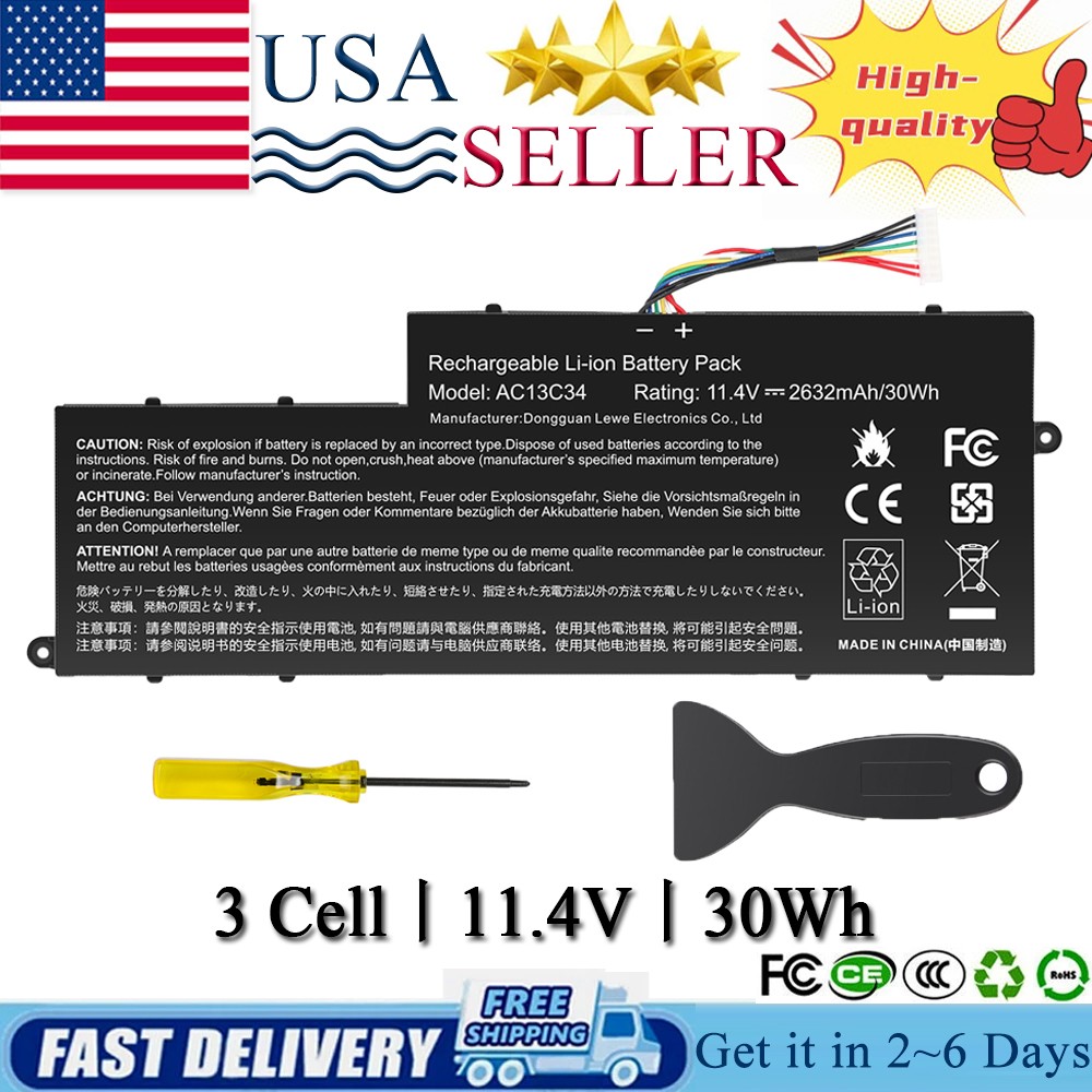 AC13C34 Battery for Acer Aspire V5-122P V5-132 ES1-111 3ICP5/60/80 KT.00303.005