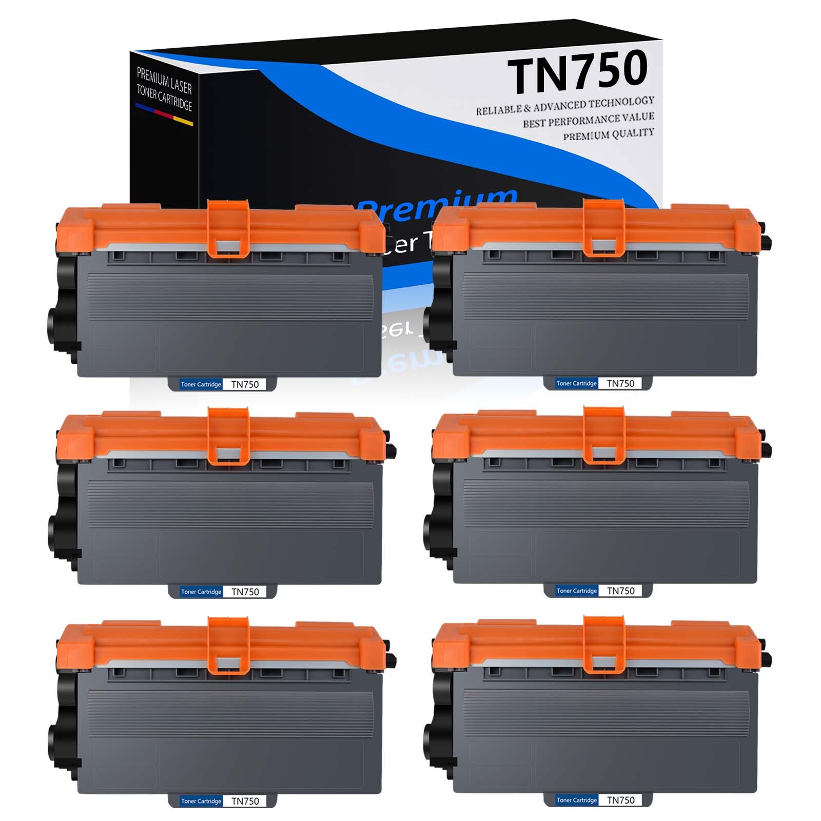 6PK Toner Cartridge Black For Brother TN750 MFC-8510DN MFC-8710DW MFC-8910DW