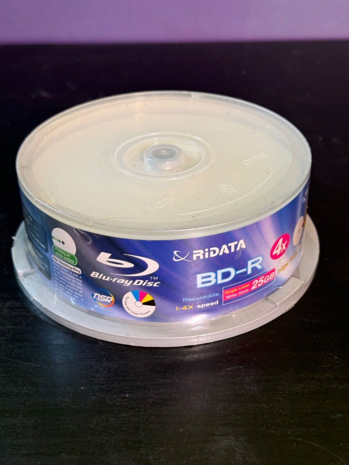 Ridata BD-R Single Layer White Disc 25GB - Inkjet White 4X 25 disc