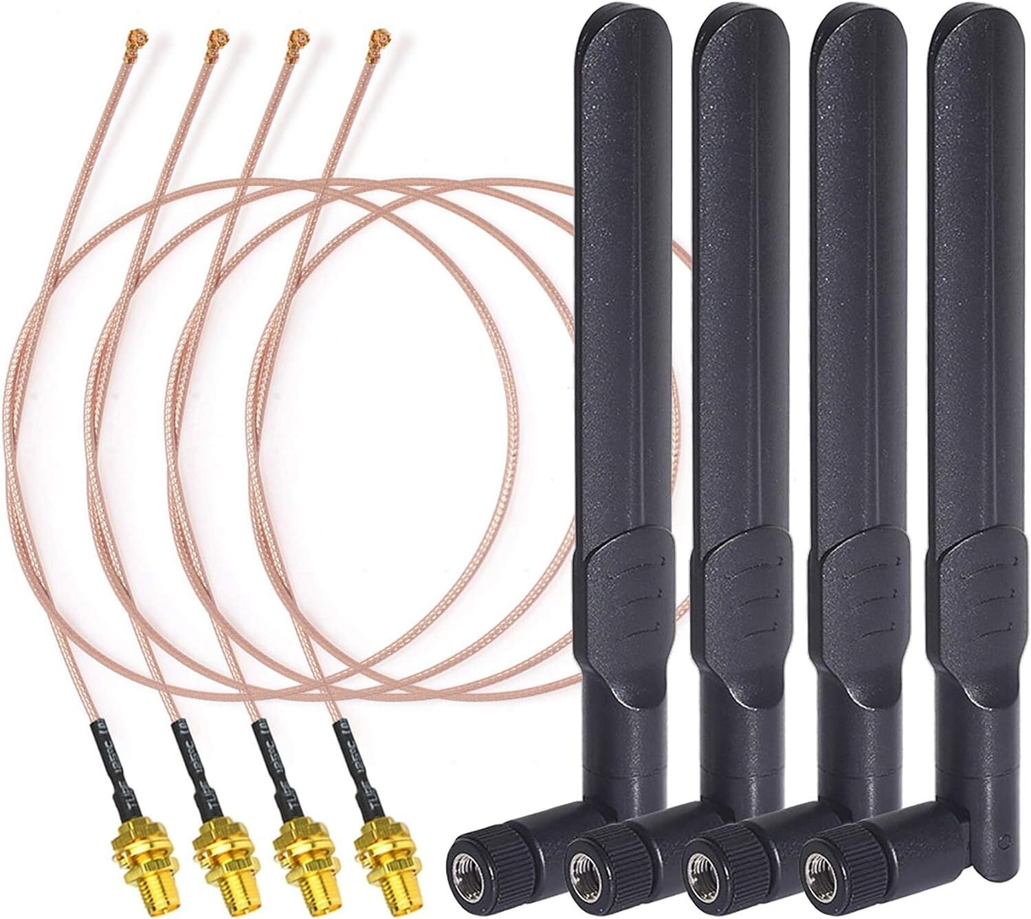 4-Pack Dual Band WiFi 2.4GHz 5GHz 8dBi RP-SMA Antenna 20cm U.FL  for PCI