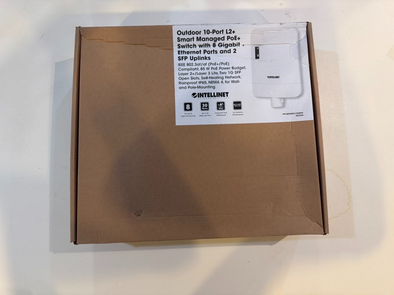 Intellinet 562324 Outdoor 10-Port L2+ Smart Managed PoE+ Switch with 8 Gigabit