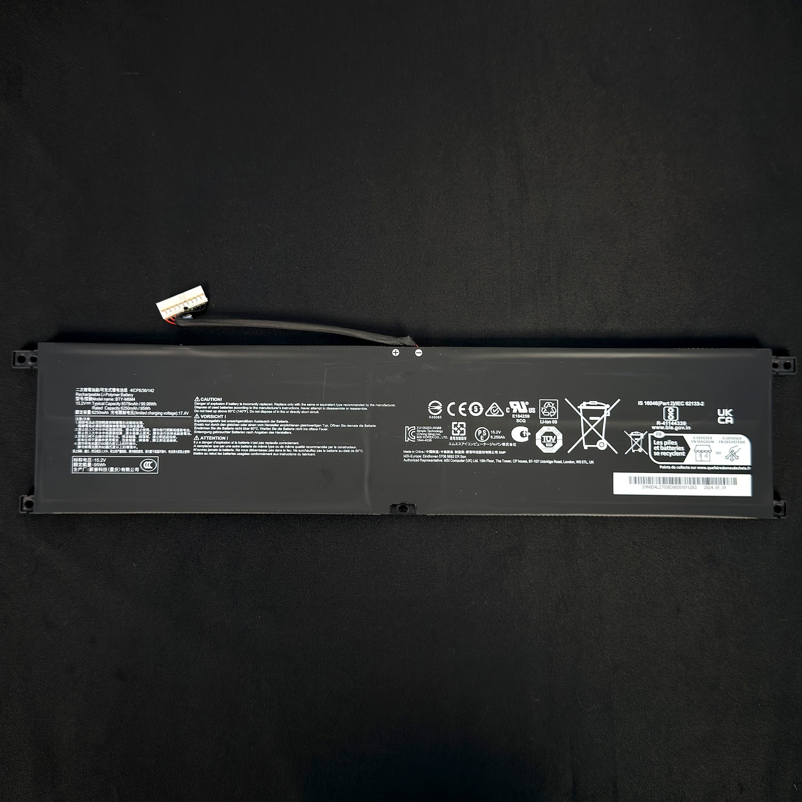 Genuine MSI BTY M6M4 Battery Raider 18 HX A14VIG 99.99Wh 15.2V Tested