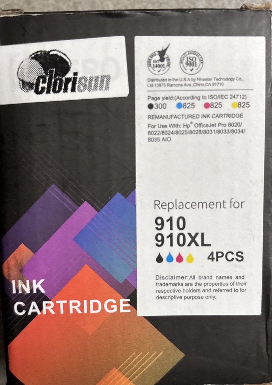 910XL Printers Replacement Ink Cartridges for HP 4pcs, New , #49