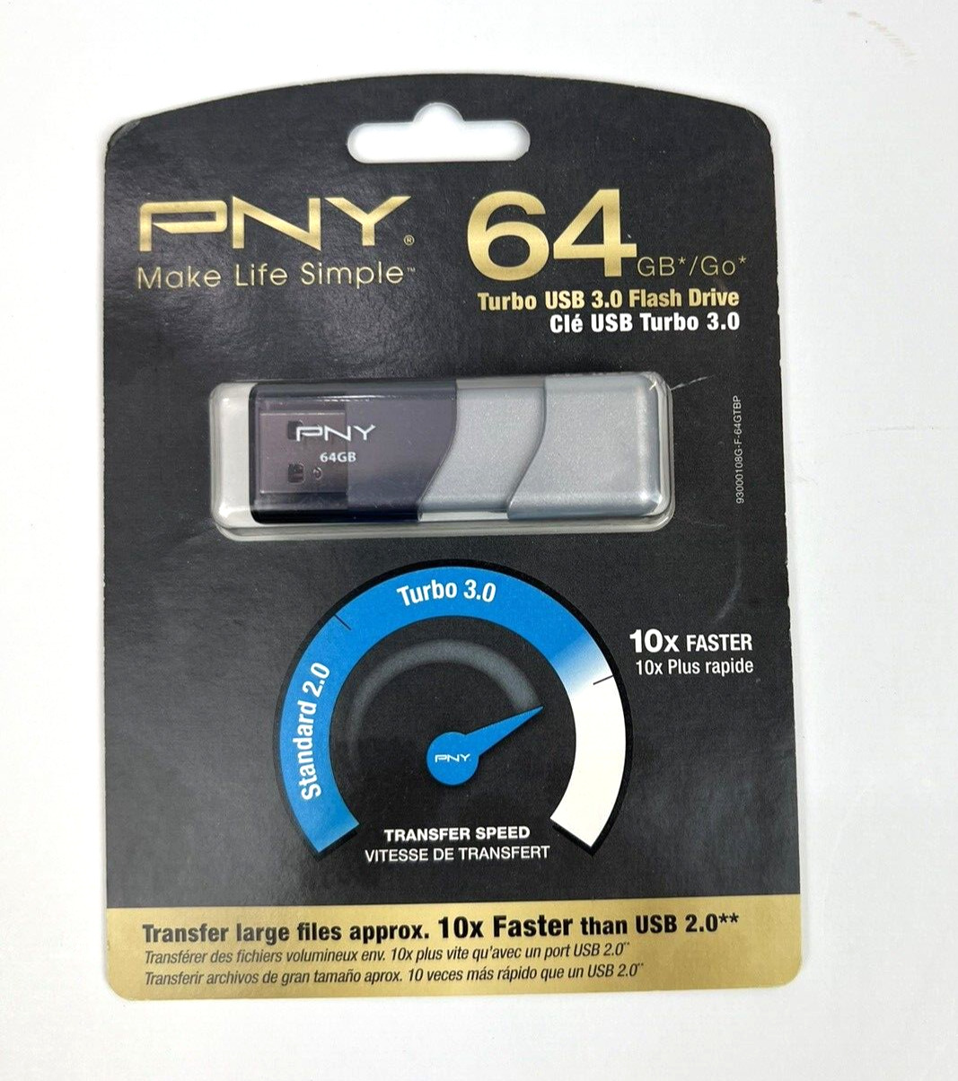 New PNY P-FD64GTBOP-GE Elite Turbo Attache 3.0 USB Flash Drive