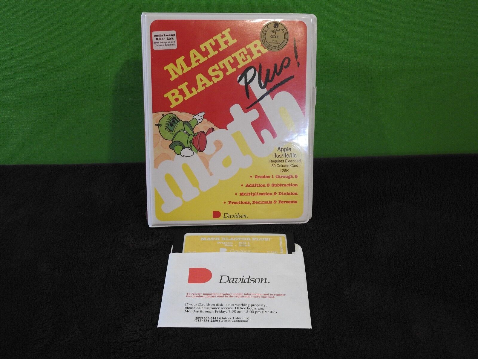 Math Blaster Plus by Davidson for the Apple IIe IIc IIgs Rare Vintage