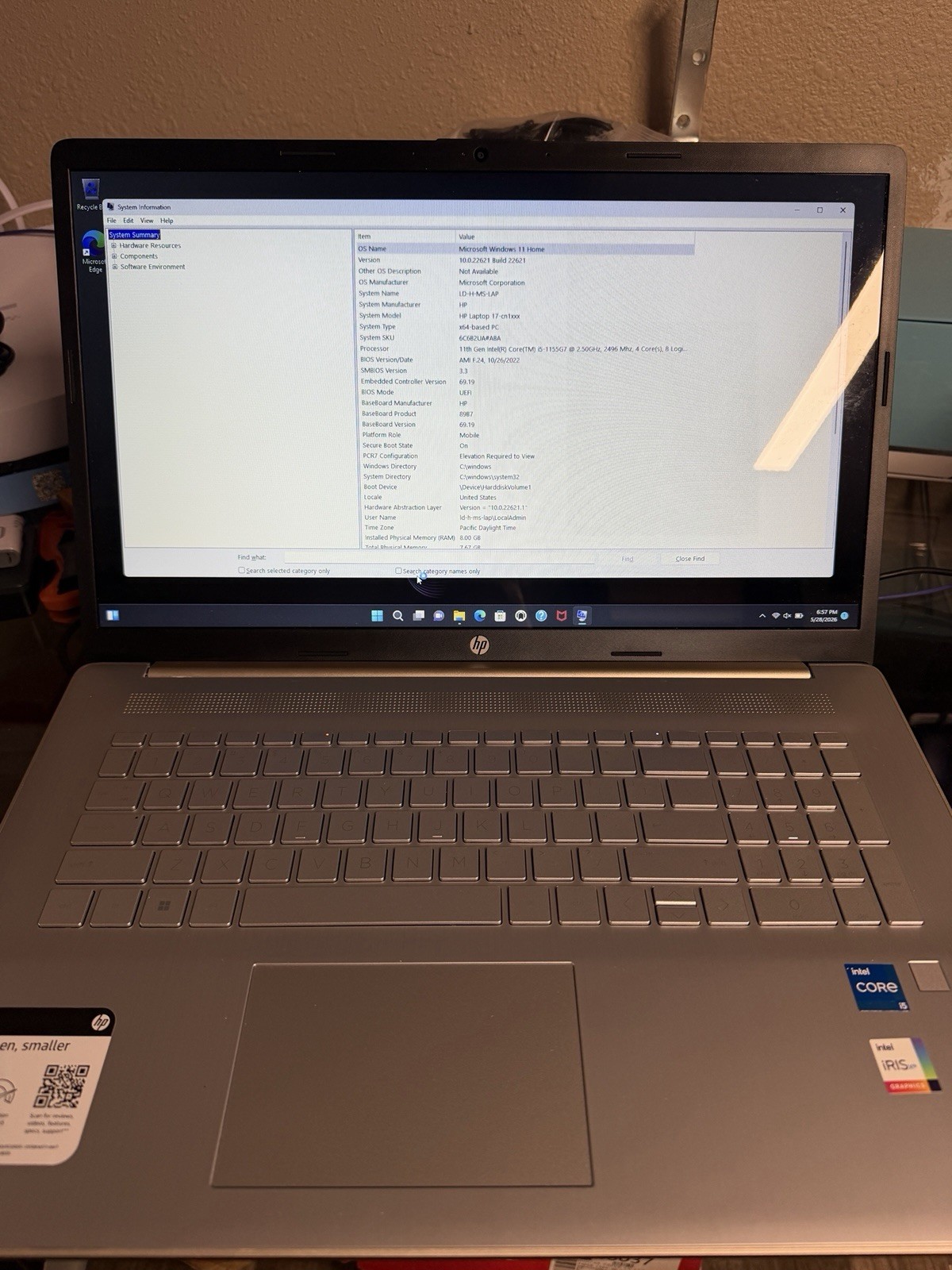 HP 17 Laptop Pre-Owned 17.3" Core i5-1155G7 8GB 512GB SSD Iris Xe Graphics