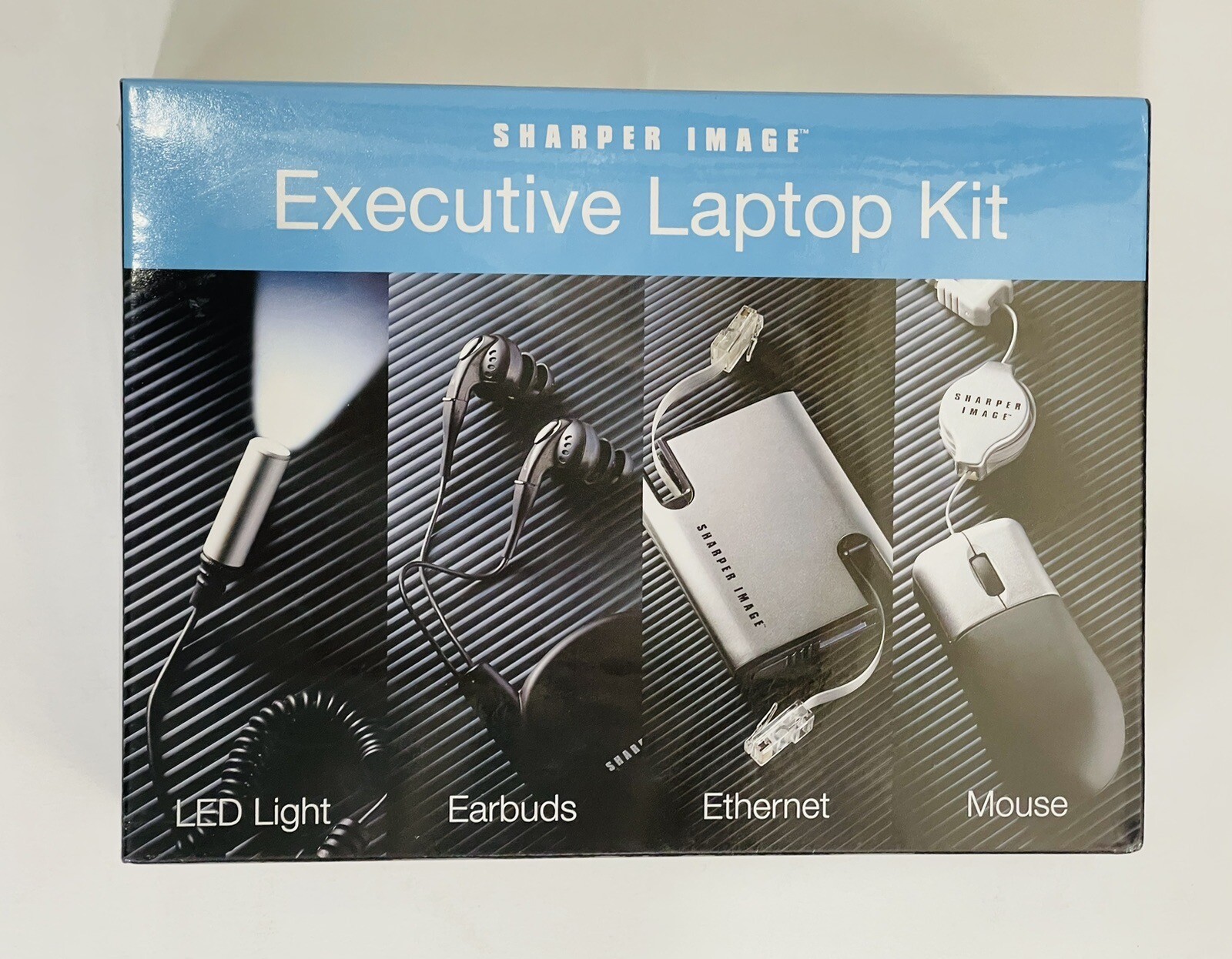 Sharper Image Executive Laptop Kit LED Light Earbuds Ethernet Cord & Mouse New