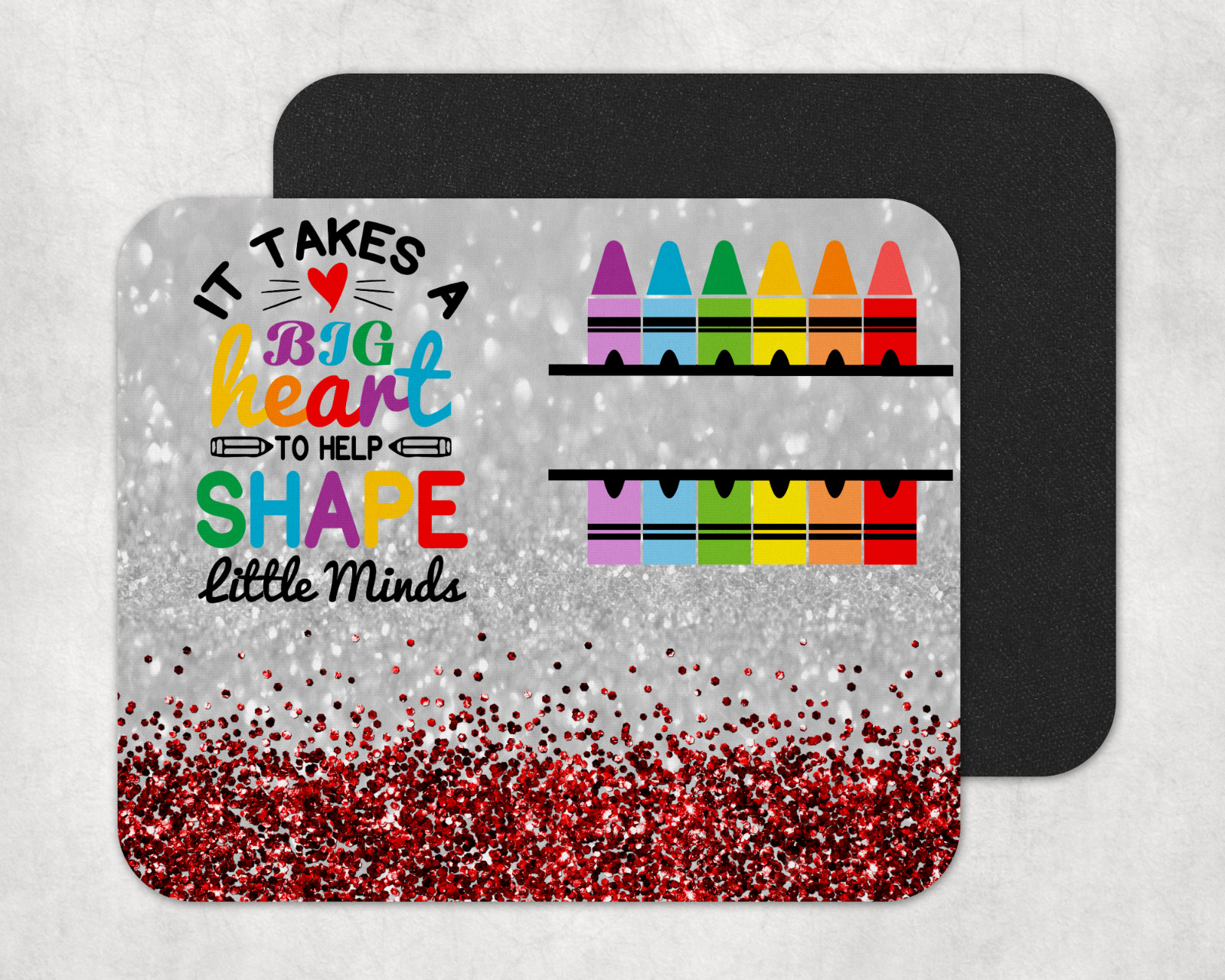 Glitter Custom Name Maroon Mousepad, Teacher Gift, Back to School, Christmas