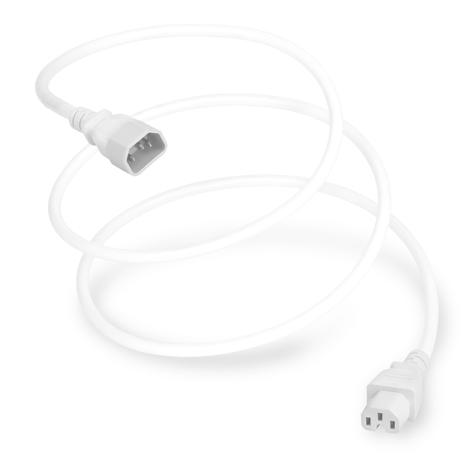 20 Pack of C14 C15 15A 250V 14/3 SJT Power Cord - White - 7ft