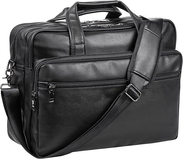 Leather Laptop Bag,Men's 17.3 Inches Messenger Briefcase Business Computer Sa...