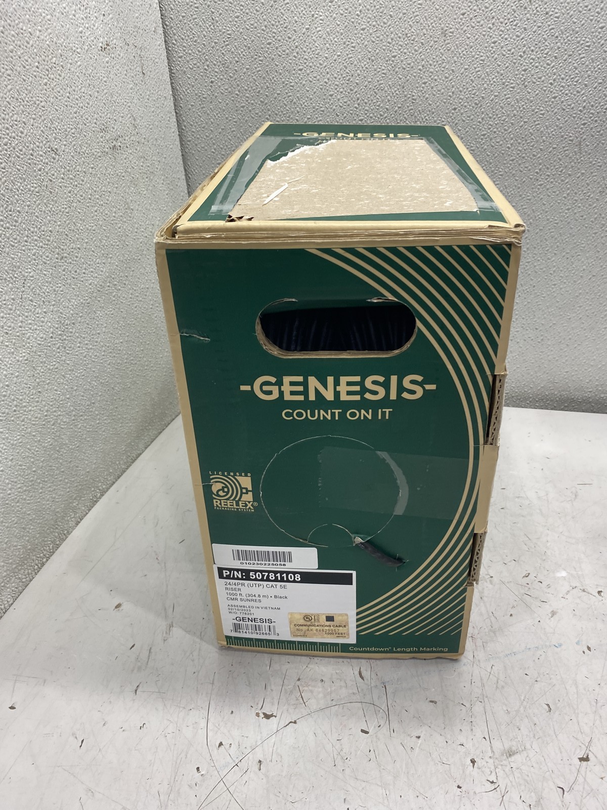 Genesis Cat5e 24g Riser Cable 1000' Box Black 50781108