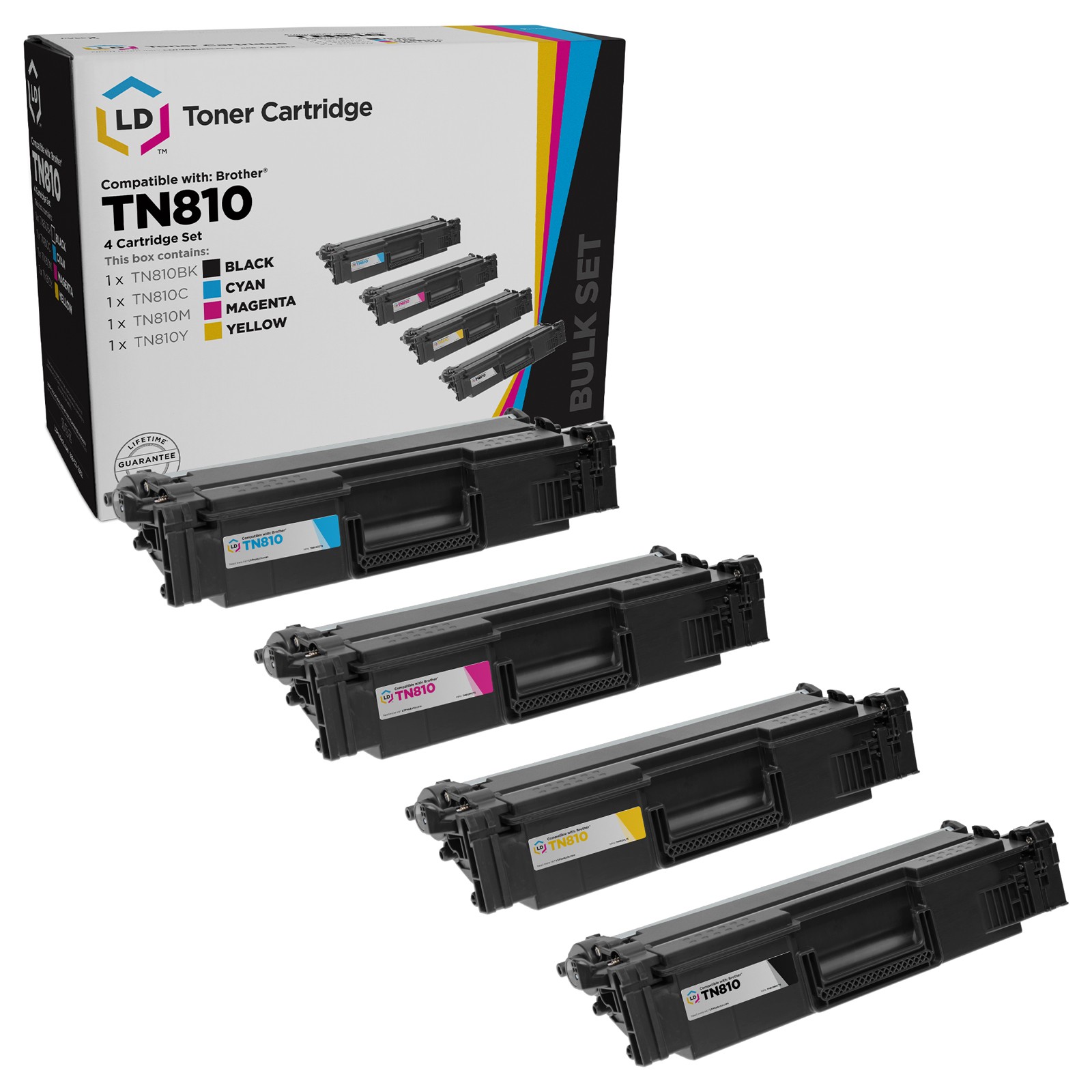 LD Compatible Toner for Brother TN810 Set of 4 (BK, C, M, Y) Standard Yield