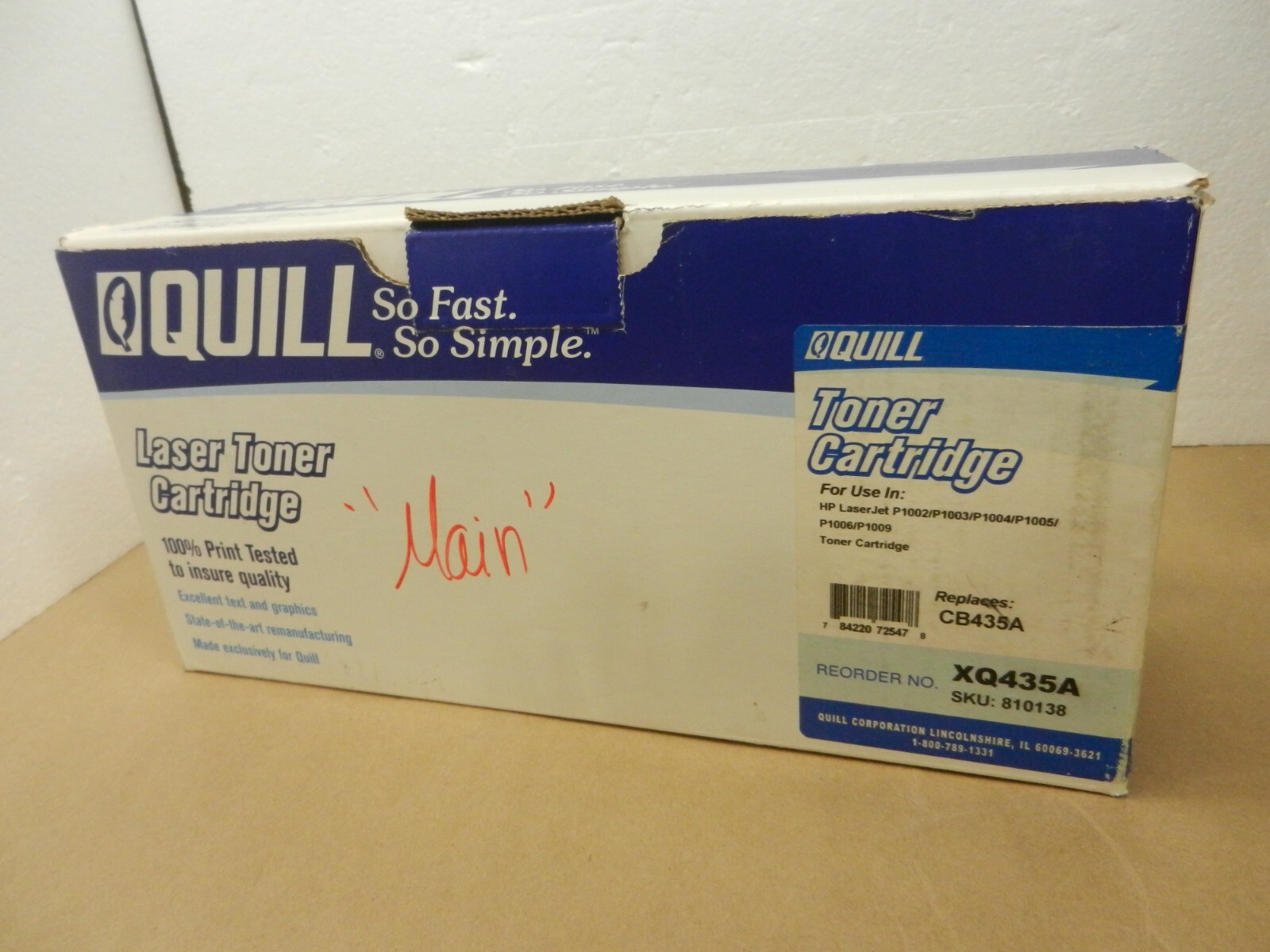 CB435A Laser Toner Cartridge for HP LaserJet ( QUILL # Xq435A