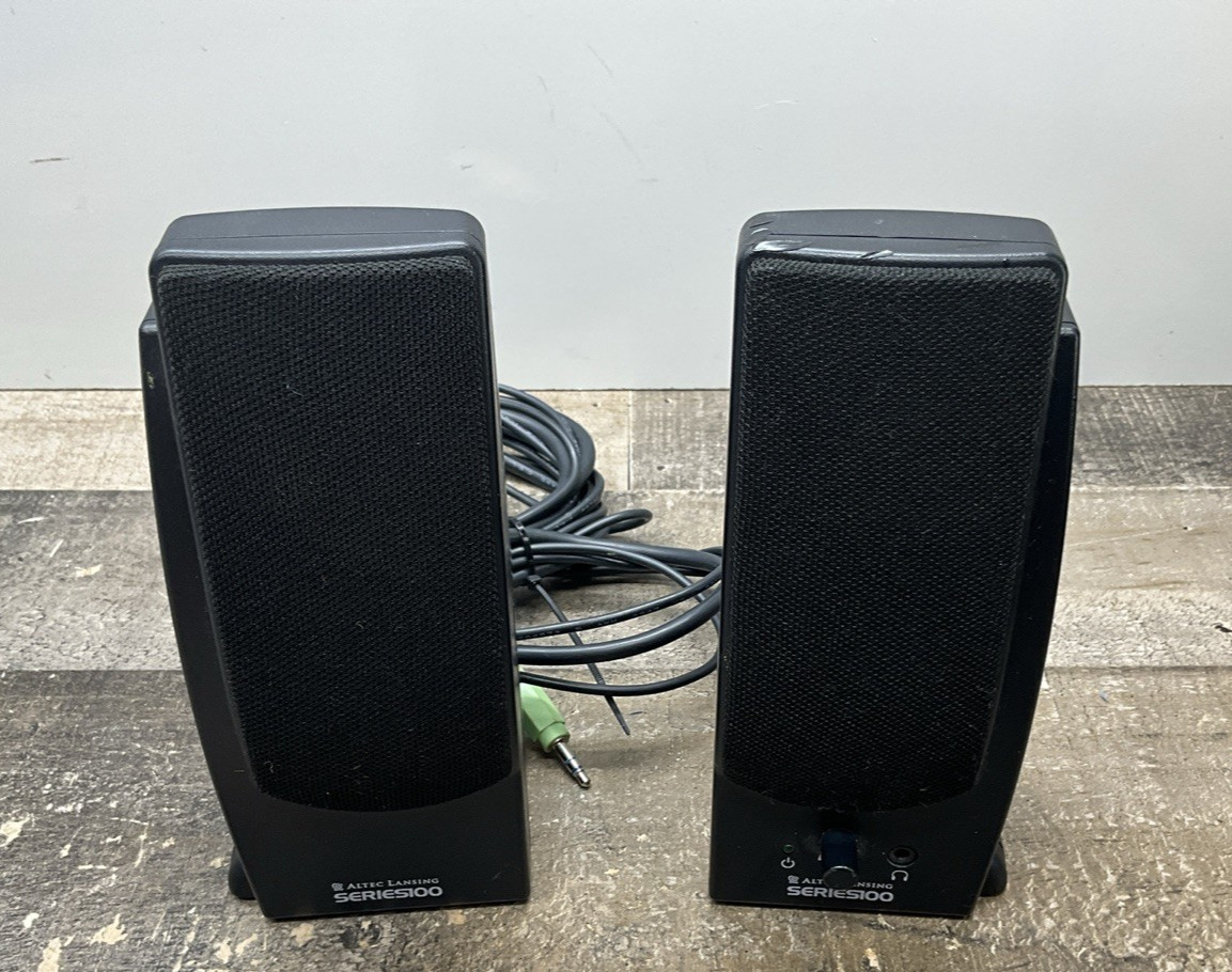 ALTEC LANSING SERIES 100 121 AMPLIFIED SPEAKER SYSTEM BLACK **TESTED**