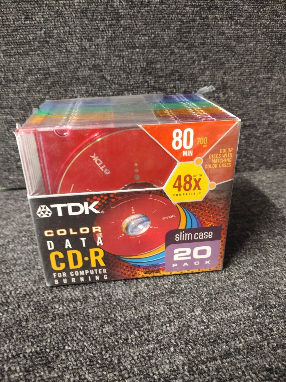 TDK Color Data CD-R 20 Pack 48x 80min 700mb Computer Burning Slim Case