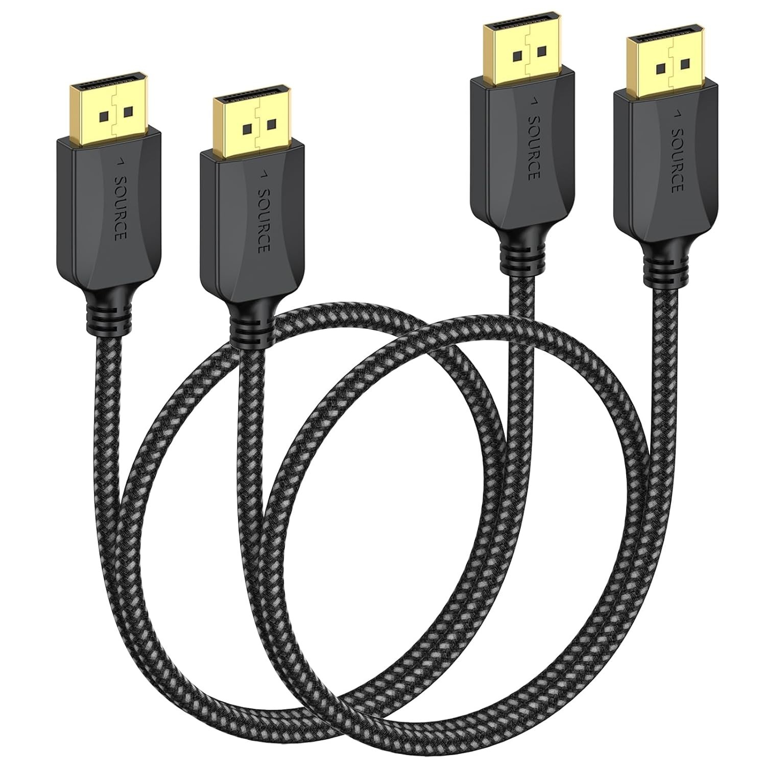 Display Port DP Cable 1.5ft (2-Pack) 4K 60Hz / 2K 165Hz Nylon Braided TA1443-2P