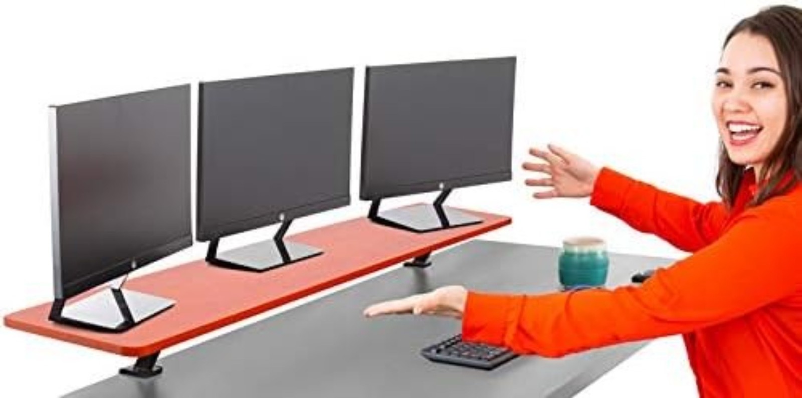 55 Inch Clamp On Desk Shelf | Large Monitor Riser Supports 3 Screens for Extra