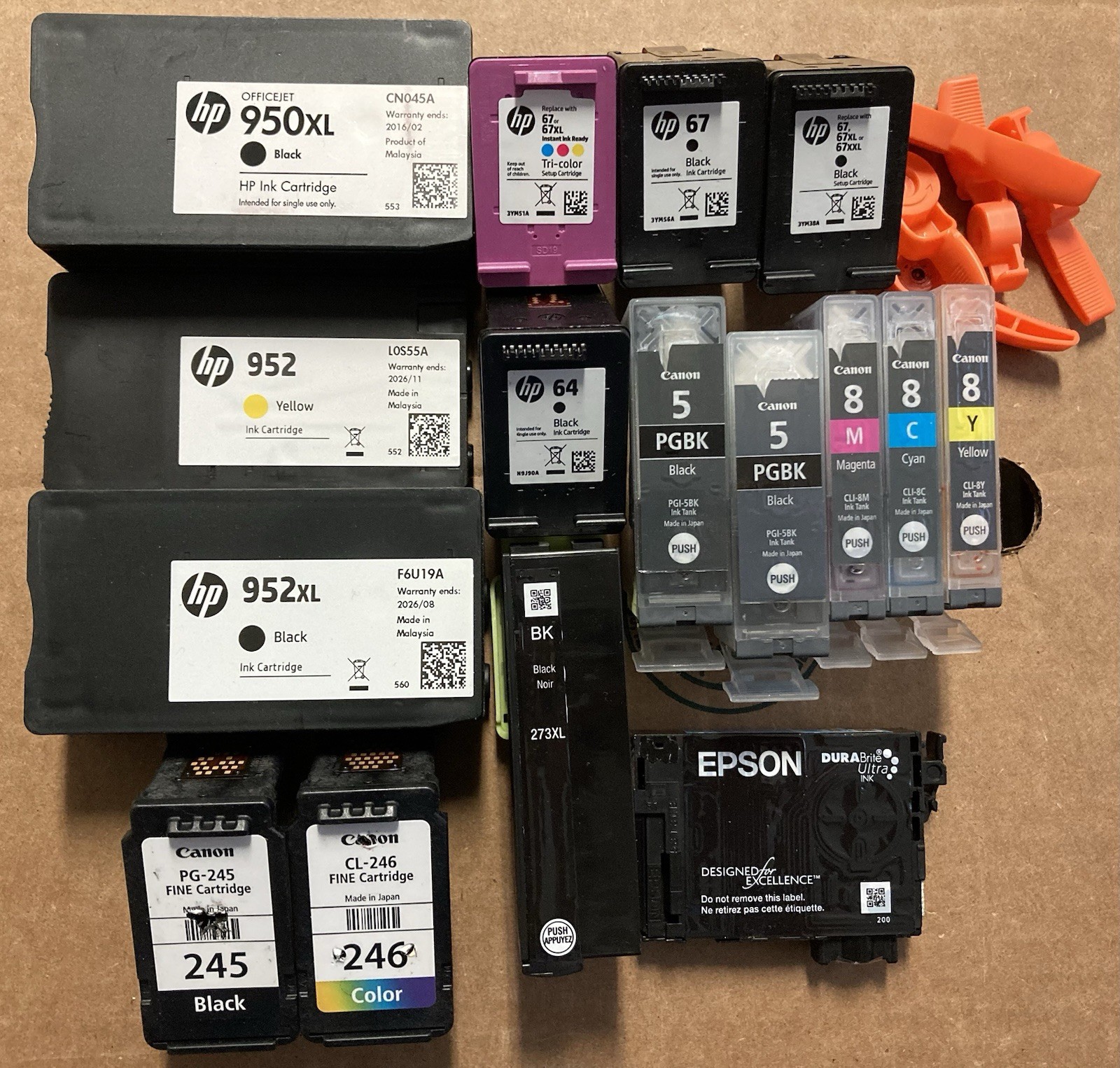 Mixed Lot of OEM Canon Epson HP Used Empty Ink Cartridges