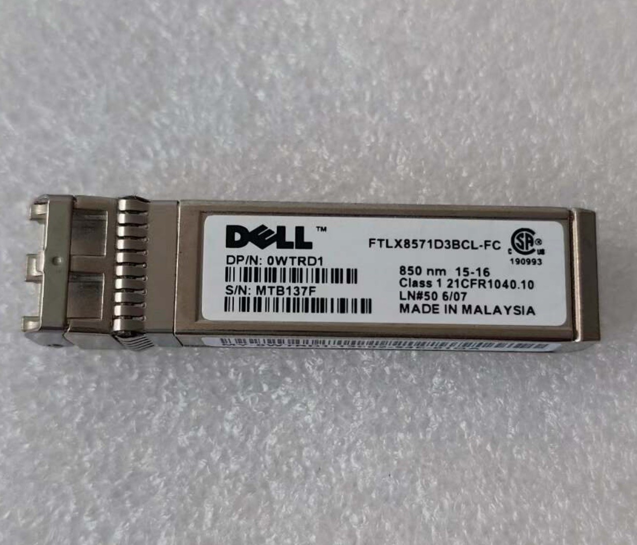 Dell FTLX8571D3BCL 0WTRD1 0N743D 10G SFP+ SR 850NM SFP Transciever Module