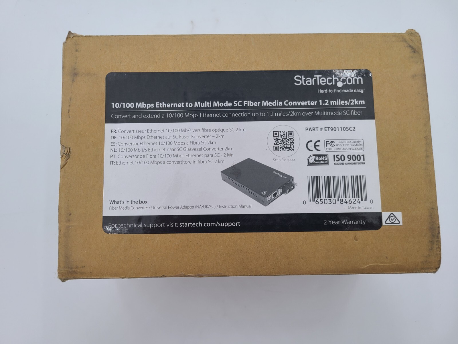 StarTech 10/100Mbps Ethernet to Multi Mode SC Fiber Media Converter