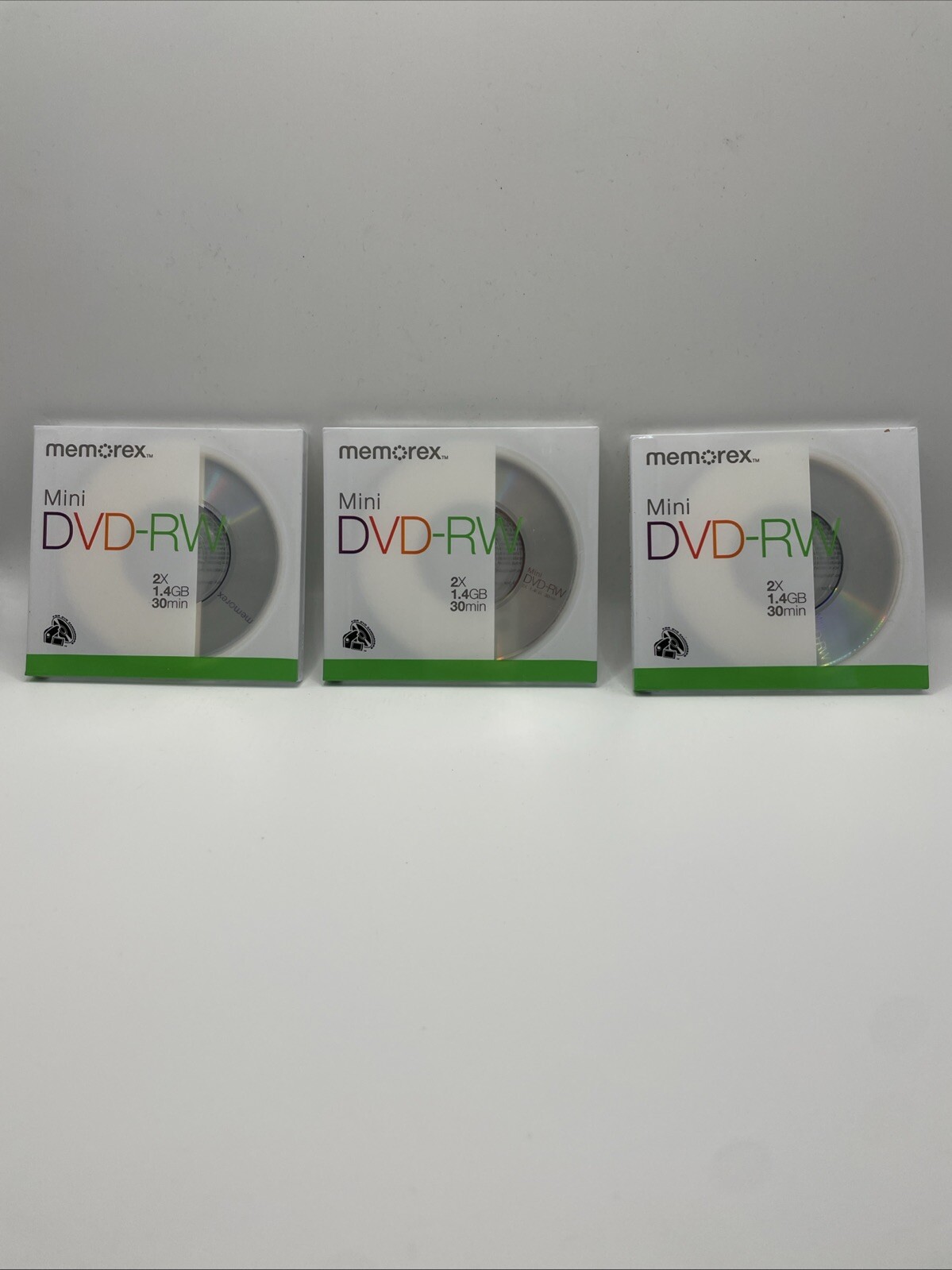 MEMOREX Mini DVD-RW Camcorder Discs 3 Pack 2 X 1.4GB 30 min Single Sided