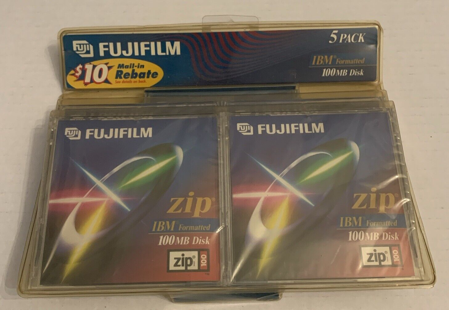 Fujifilm 5 Pack Zip Disks 100MB IBM Formatted Computer Zip Drives New Sealed