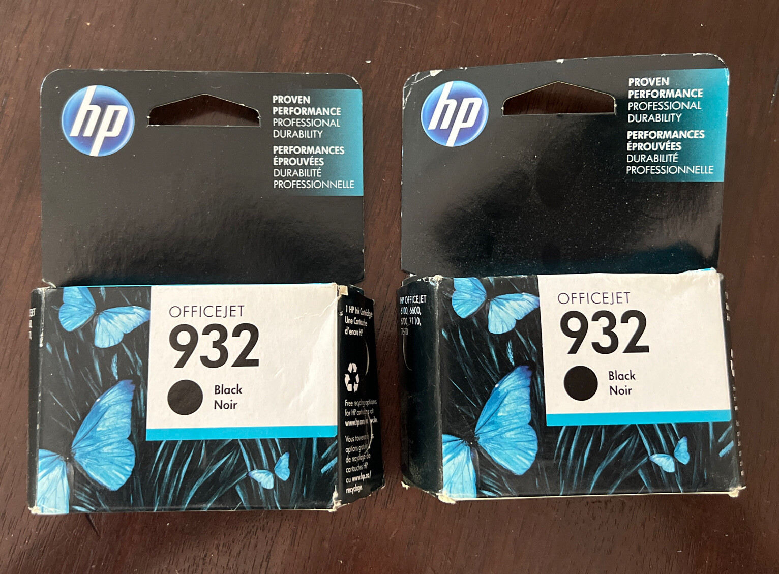 TWO Genuine HP 932 Black Ink Cartridges Factory Sealed Original OEM Aug 2016