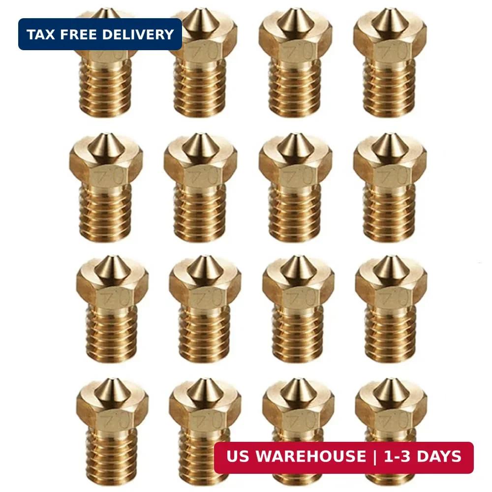 16 Pcs 0.4mm Brass Nozzles for E3D V5/V6 & ANYCUBIC I3 Mega 3D Printers