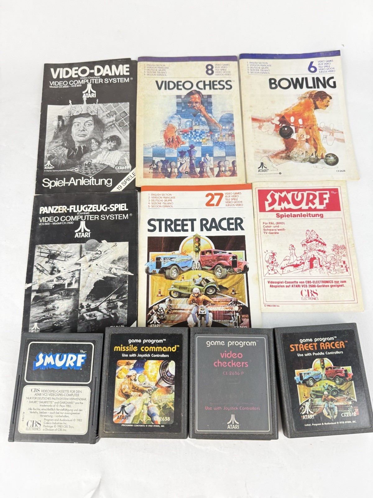 H174 Atari Games Smurf Missile Command Street Racer Video Checkers Instructions H5