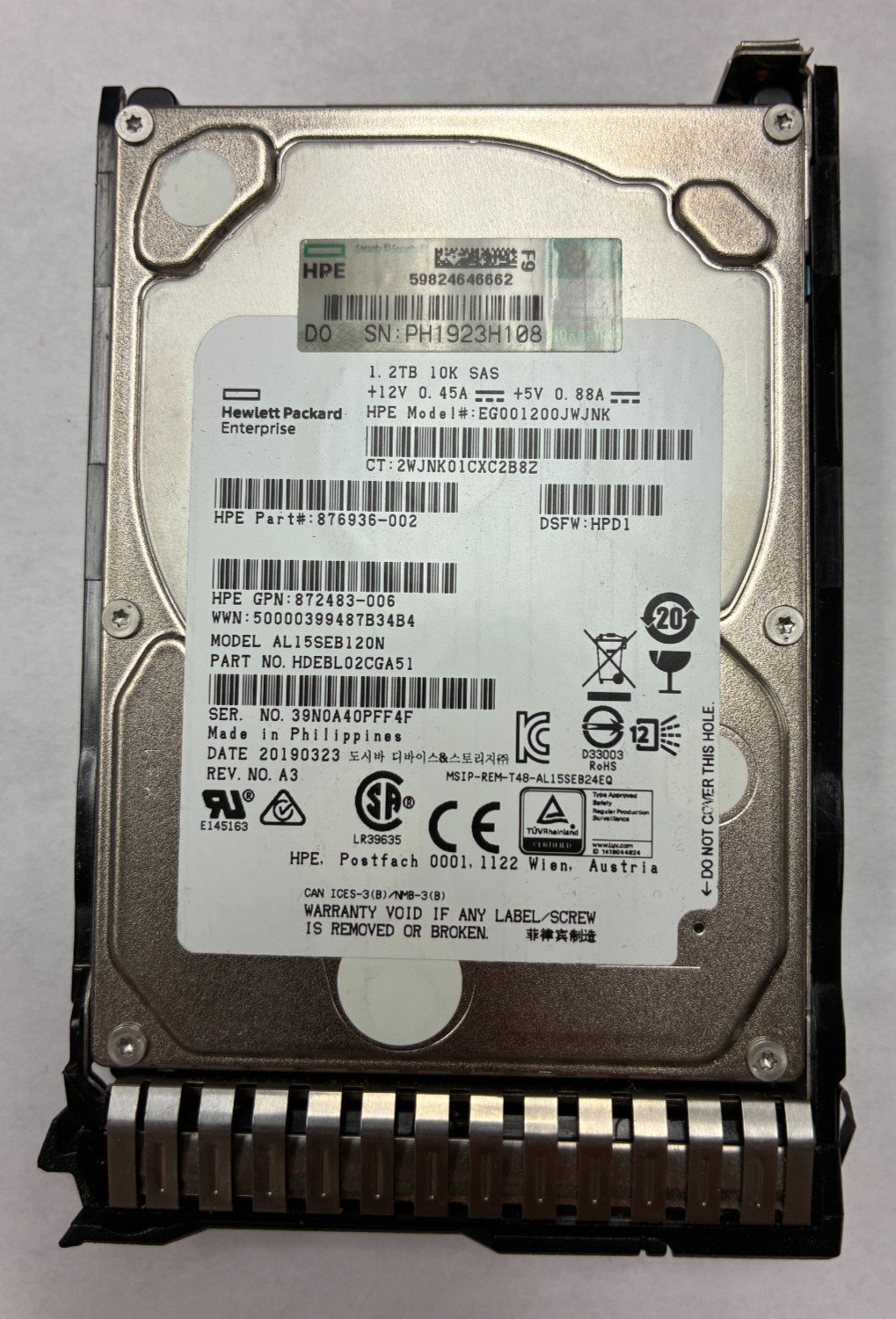 HPE HP  1.2TB 10K HDD SAS Drive - Server Drive - New Pull