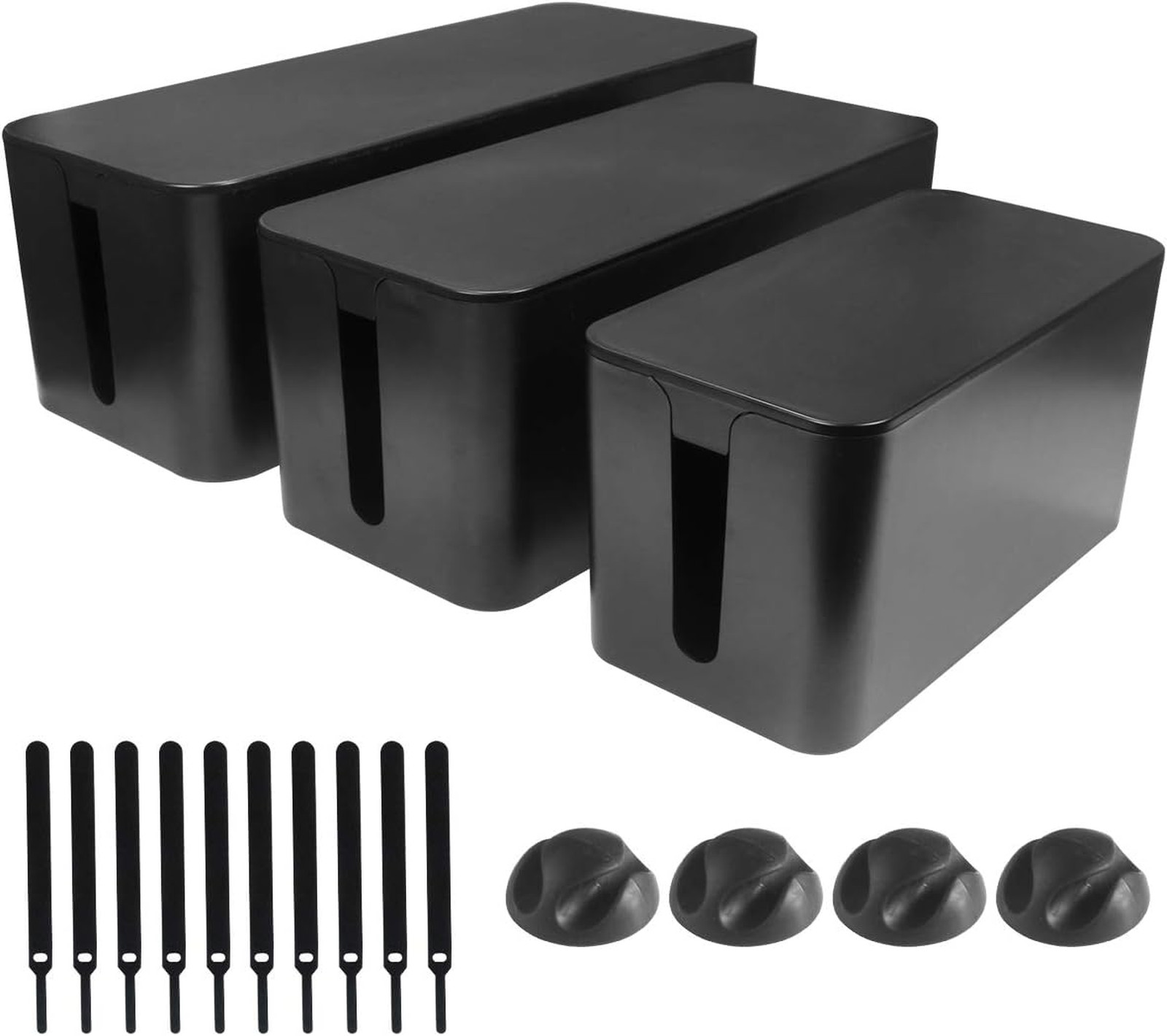 Cable Management Box Set 3 Pack ABS Wire Organizer for Desk TV Computer Child