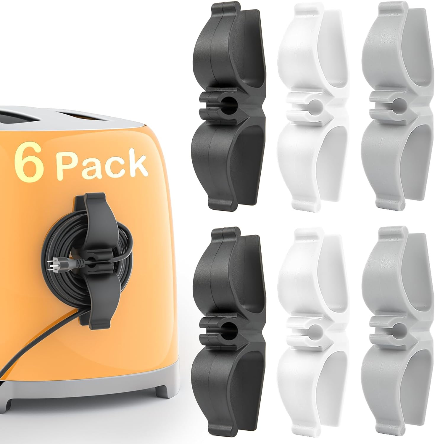 Daisyhome Cord Organizer for Kitchen Appliances-6Pcs, Adhesive Cord Holder