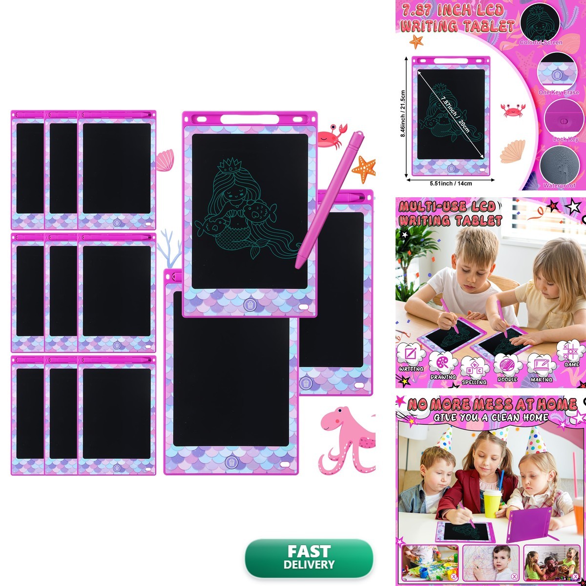 Nezyo 12 Pack Large 8.5 Inch Mermaid Party Favor LCD Writing Tablet Kid