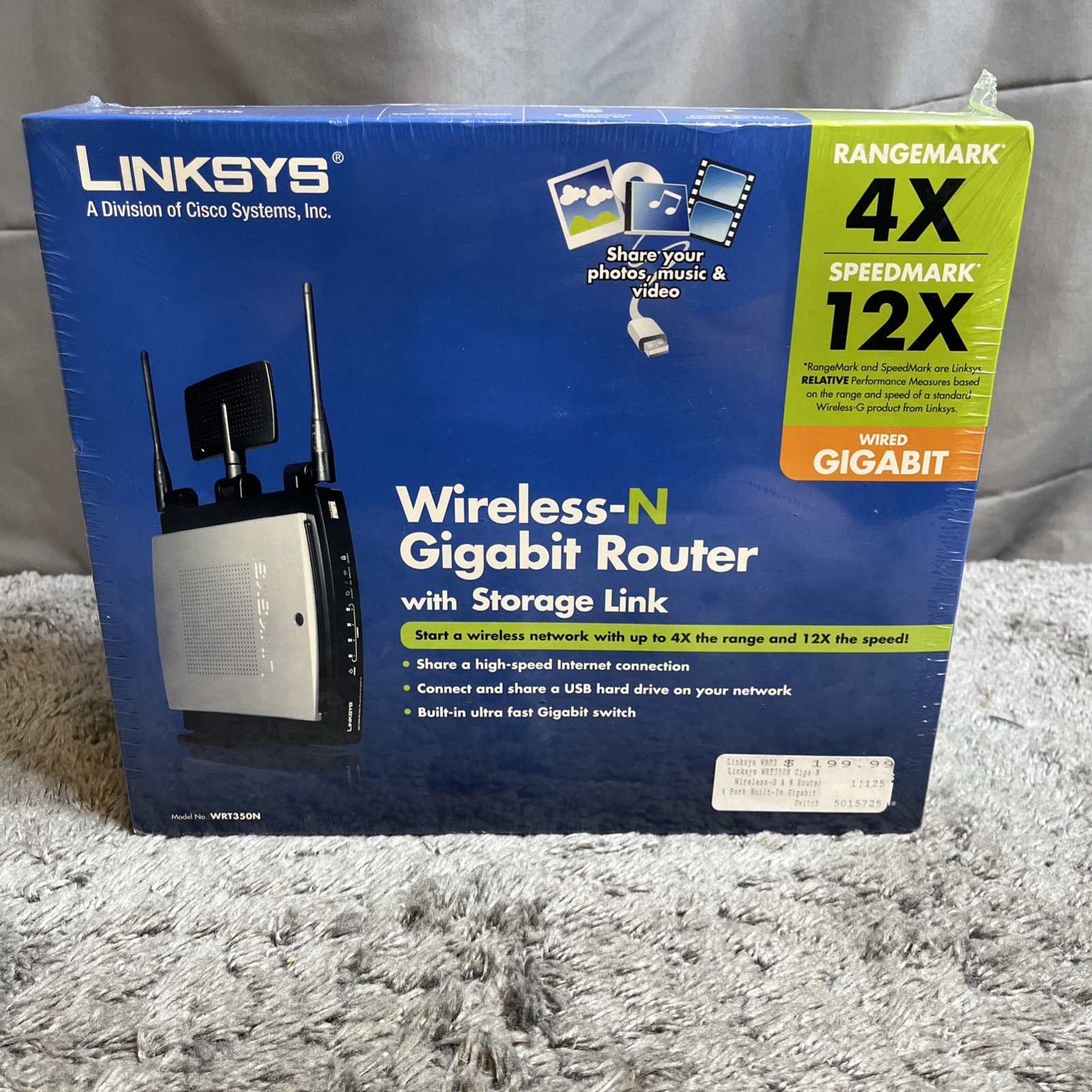 Linksys WRT350N 54 Mbps 4-Port Gigabit Wireless N Router With Storage Link, NEW