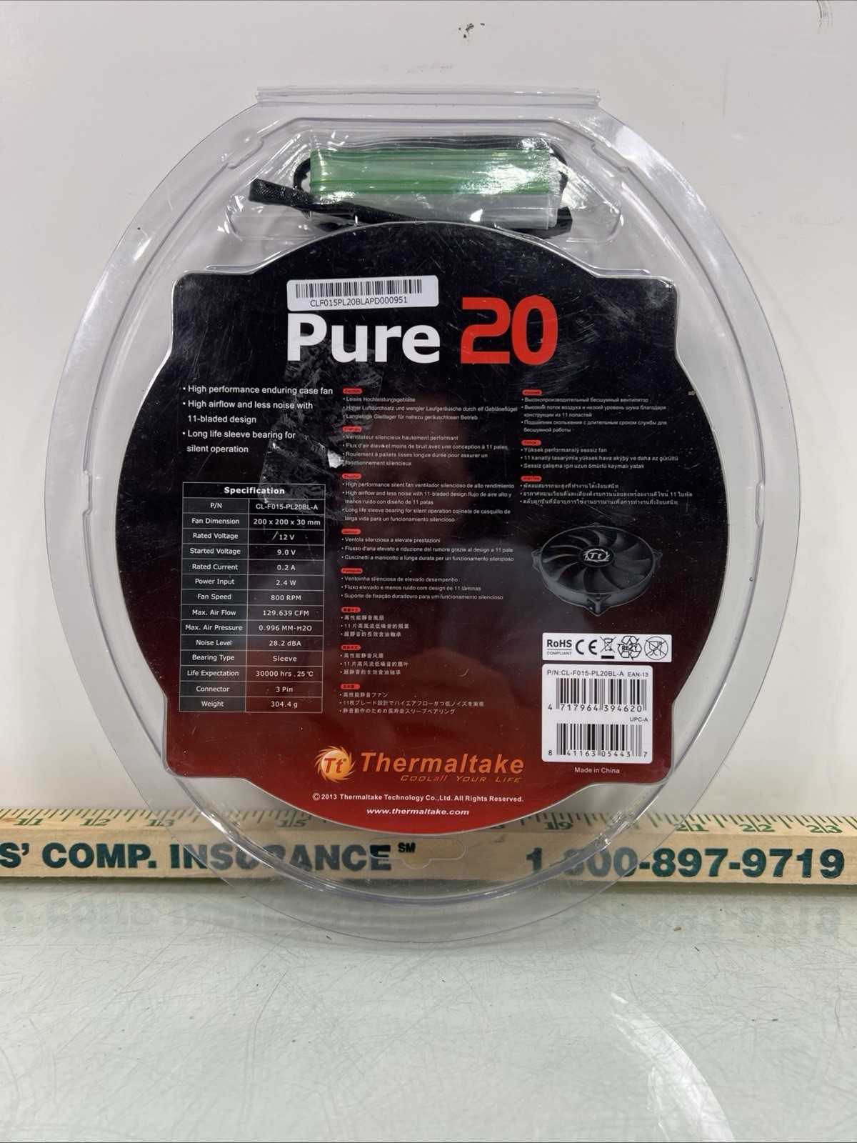 Thermaltake Pure 20 200 x 200 x 30mm Chilling Effect Fan CL-F015-PL20BL-A