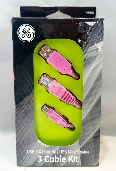 NEW SEALED - GE 3 CABLE KIT USB 2.0 USB MINI CAT 5e DEVICE CABLE 97966