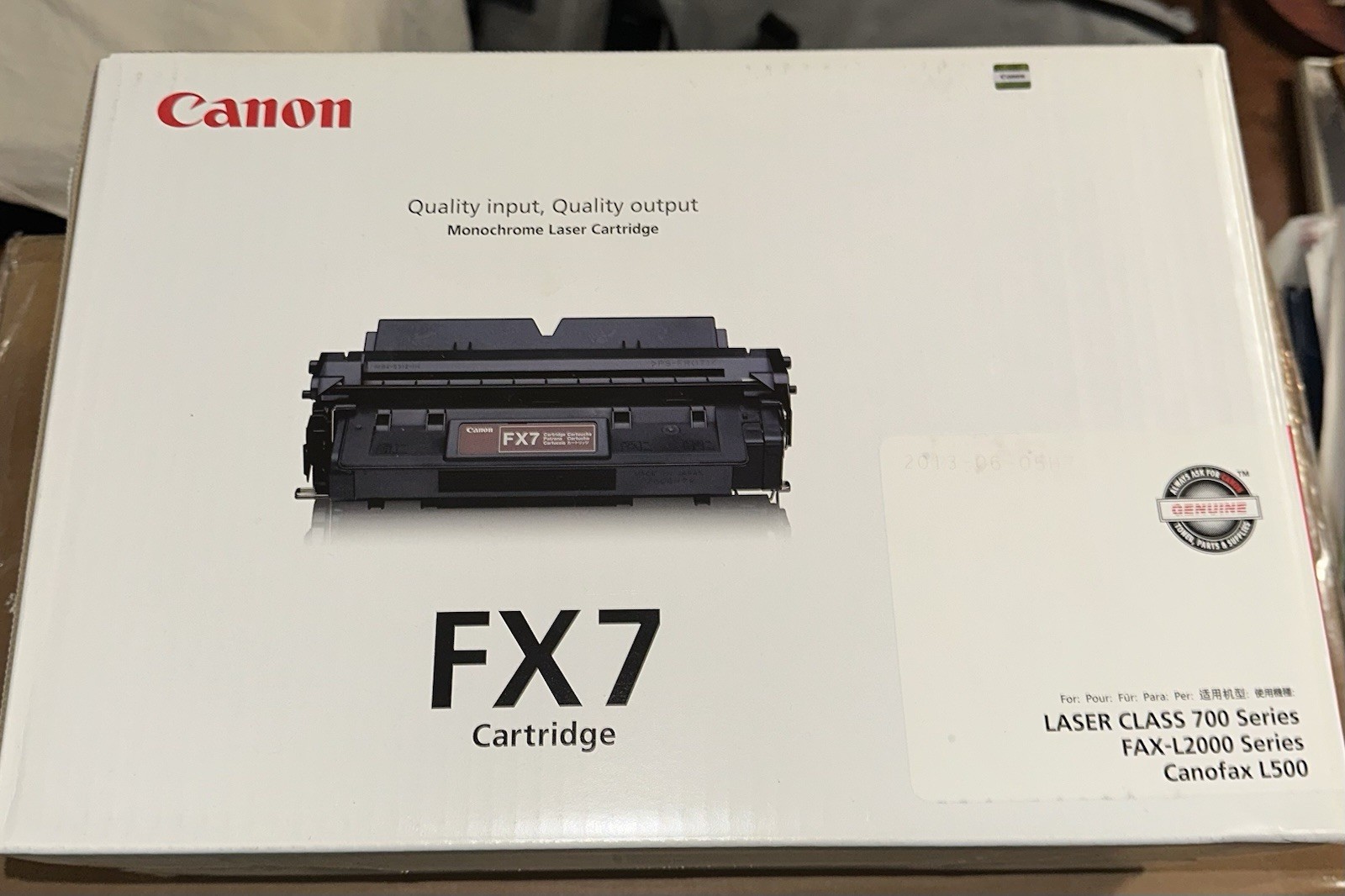 Canon FX7 Monochrome Laser Cartridge Laser Class 700 Series FAX-L2000 Series