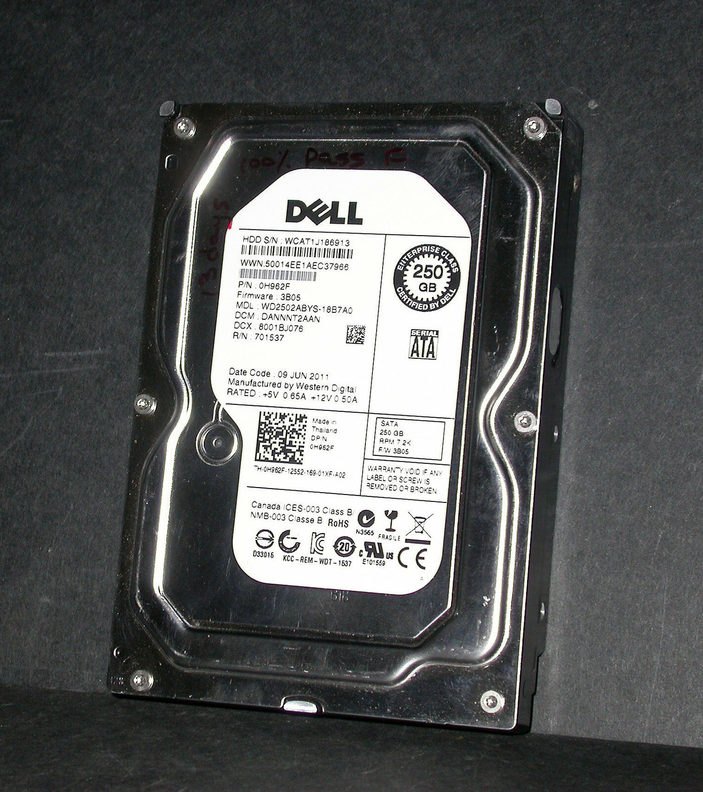 WD Western Digital Enterprise 250 GB SATA Hard Drive WD2502ABYS-18B7A0 BIN #2