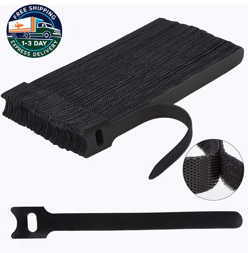 60 bridas reutilizables de 6'', correas ajustables para cables - Negro