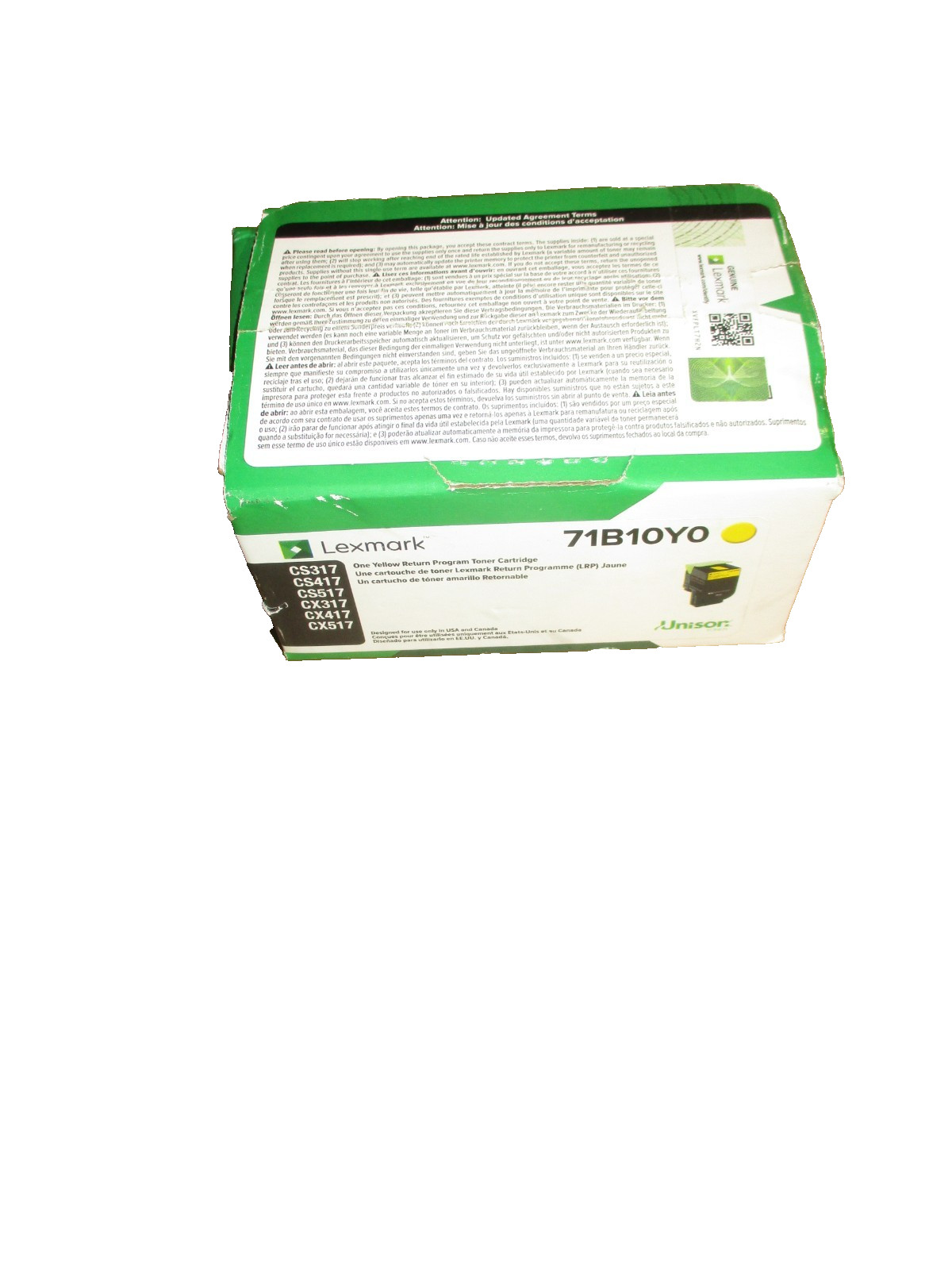 Lexmark 71B10Y0 Yellow Toner Cartridge